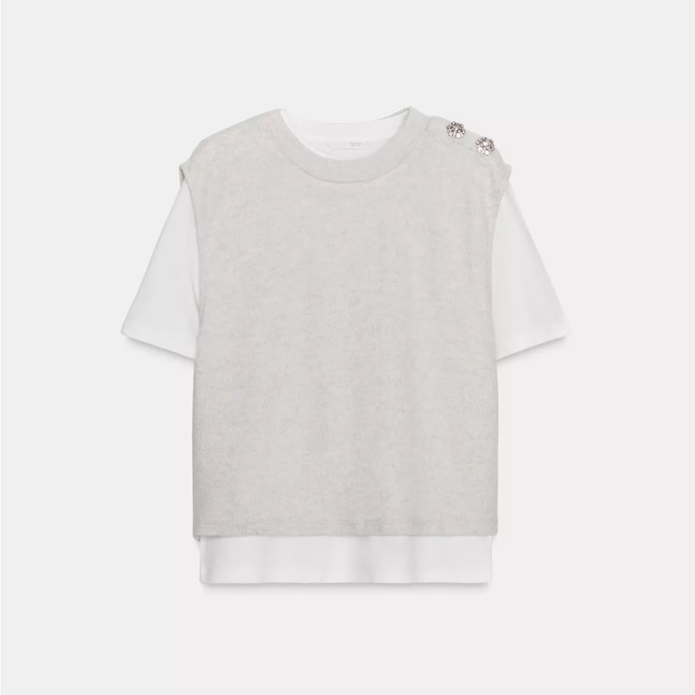 Zara Cream and White Sweater Top